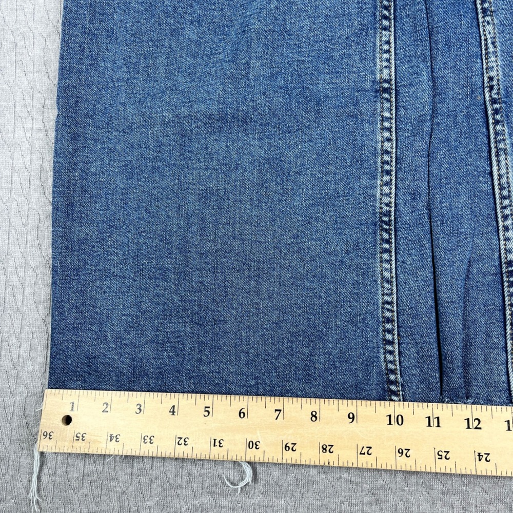 Zara Y2K 90s Baggy Wide Leg Jeans Women 6/26X28 Blue Wash High Rise Raw Hem - Picture 7 of 9